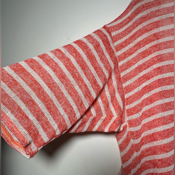 LuLaRoe Coral White Stripe Open Knit Dolman Sleeve Long Duster Cardigan NWOT M‎ - Picture 13 of 15